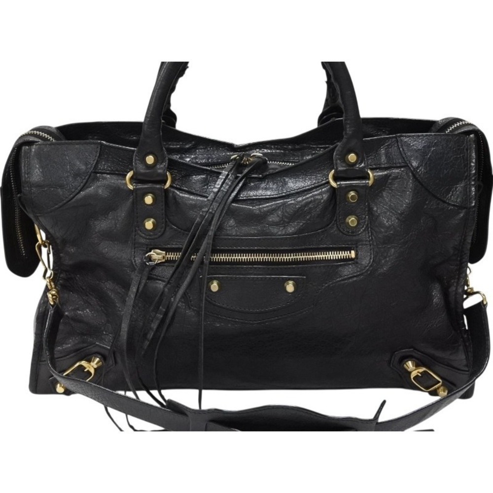 BALENCIAGA The City Handbag Shoulder Bag Black Leather - Picture 2 of 9